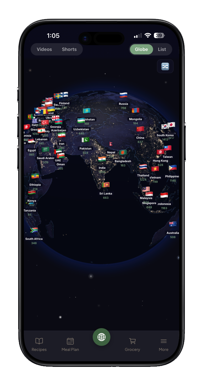 Koku globe explorer screen